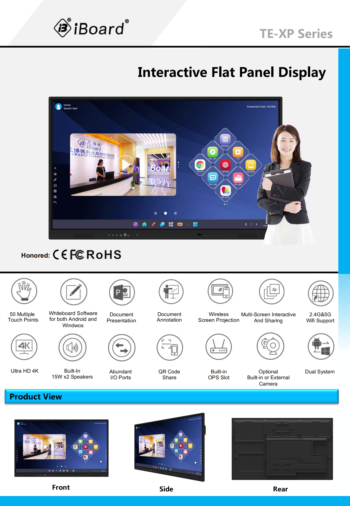 TE-XP Series Interactive Flat Panel Display T985_iBoard 2